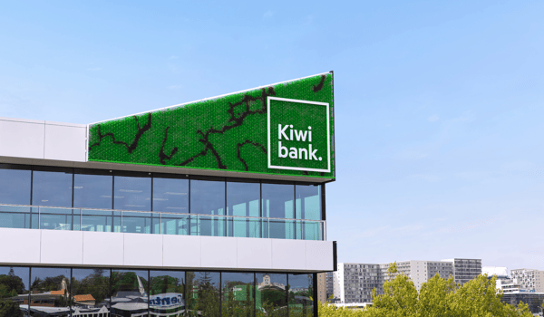 Kiwibank and 99 create signage with 11,000 plastic bottles