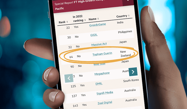 Topham Guerin ranked fourth fastest growing agency in APAC
