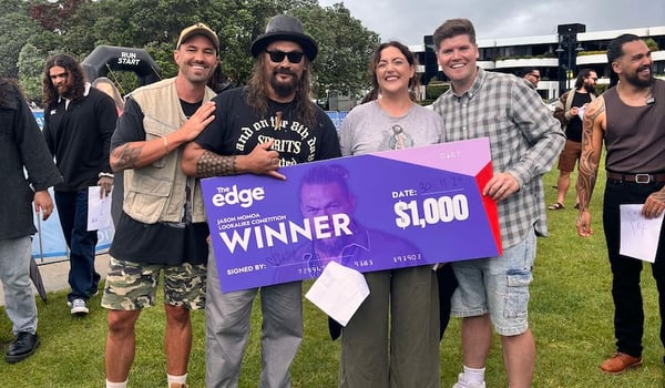 The Edge finds Jason Momoa look-alike at Mission Bay