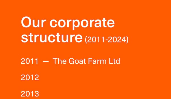 The Goat Farm discloses ownership structure in interests of complete transparency