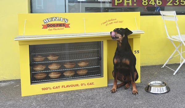 Muzza’s ‘cat-flavoured’ dog pies go global with help from Thinkerbell