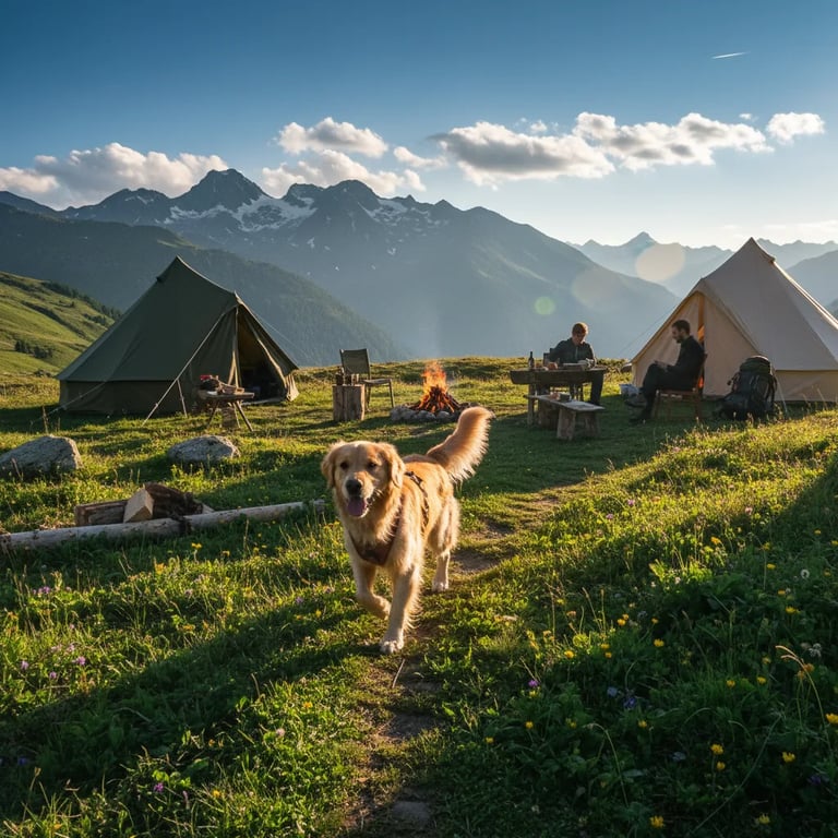 Dog enjoying a hike in the Alps