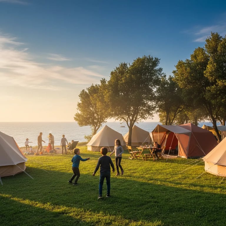 families enjoying activities at Camping Lanterna