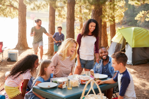 Family eating in camping
