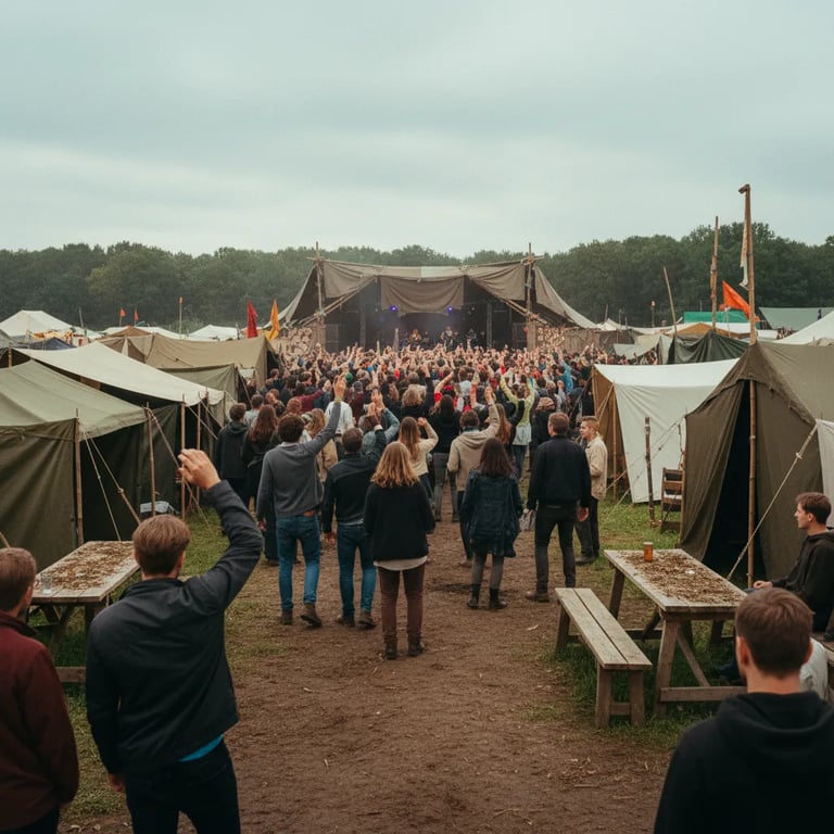 Crowds enjoying a live performance at a European festival