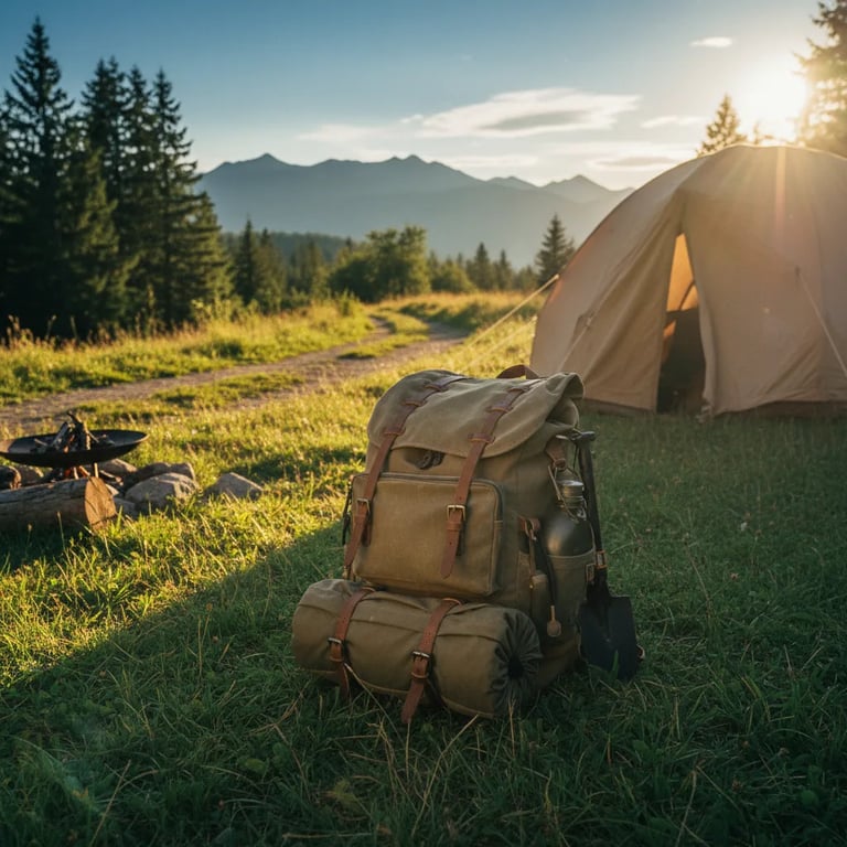 A neatly packed lightweight backpack