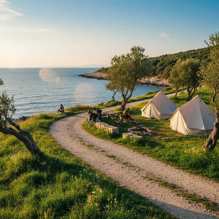 Scenic view of a cycling path along Istria’s coast