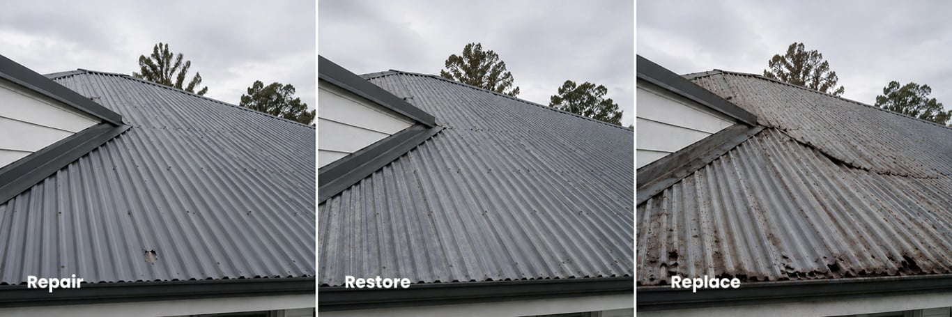 Repair restore and replace roofing options comparison