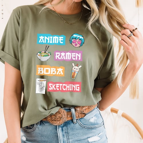 Kawaii Anime Manga T-Shirt Gift Ideas for Teen Girls and Women Cute Anime Lover Merch Blac