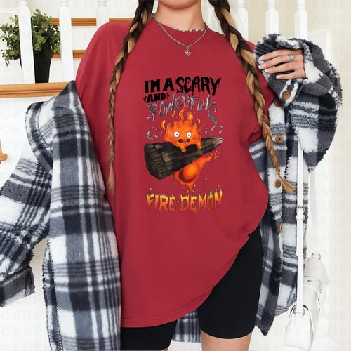 Scary and Powerful Fire Demon T-Shirt for Halloween Costume and Gothic Style Fans