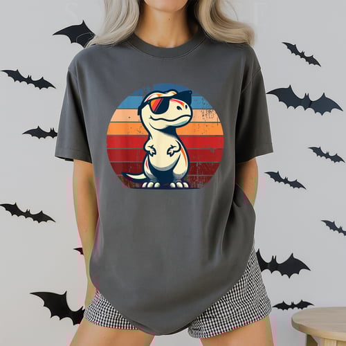 Funny Dinosaur T Rex Retro Graphic Tee Shirt for Men and Women Novelty Gift Apparel