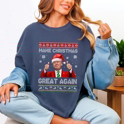 Make Christmas Great Again Funny Trump Pajama Ugly T-Shirt Holiday Novelty Gift