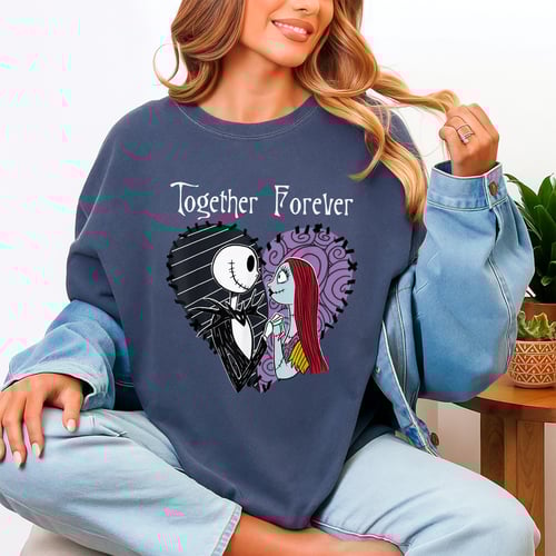 Nightmare Before Christmas Jack and Sally Together Graphic T-Shirt for Adults