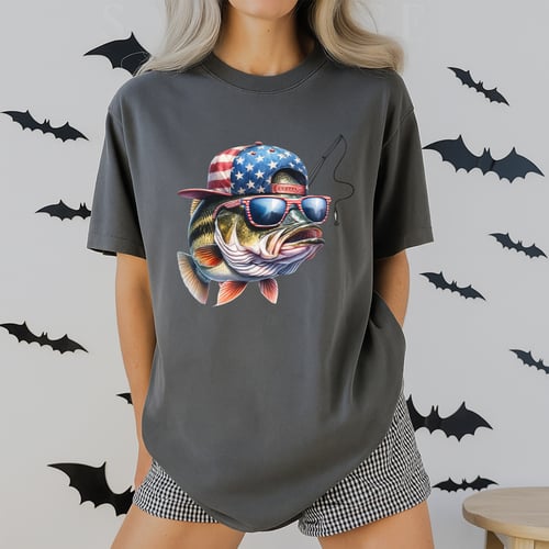 Funny Fishing T Shirt with American Flag Fisherman Gift Outfit for Men and Women