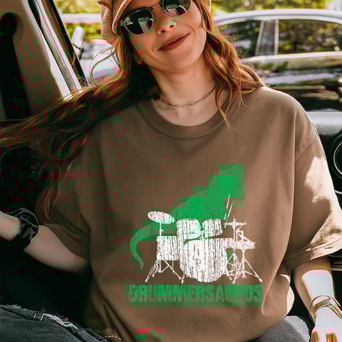 Mens Vintage Dinosaur Drummer T-Shirt Black Small Fun Music Graphic Tee Retro Style