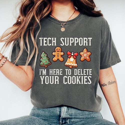 Christmas Tech Support T-Shirt Funny Delete Cookies Xmas Gift for Men and Women