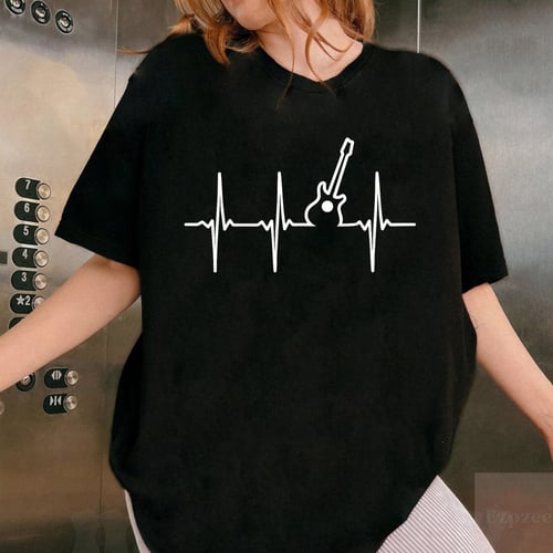 Classic Black Guitar T-Shirt for Music Lovers Unisex Adult Short Sleeve Round Neck Small