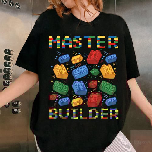 Master Builder Graphic Tee Building Blocks Gift Boys Men Fun Construction Theme Shirt