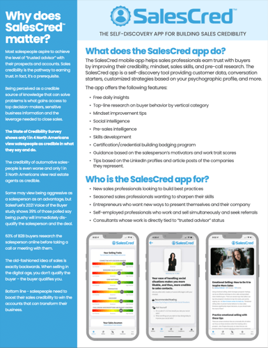 SalesCred, sales credibility, trust building, visibility, trusted advisor
