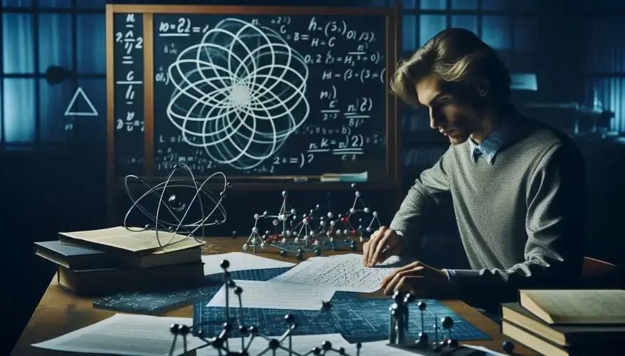 student studying quantum physics