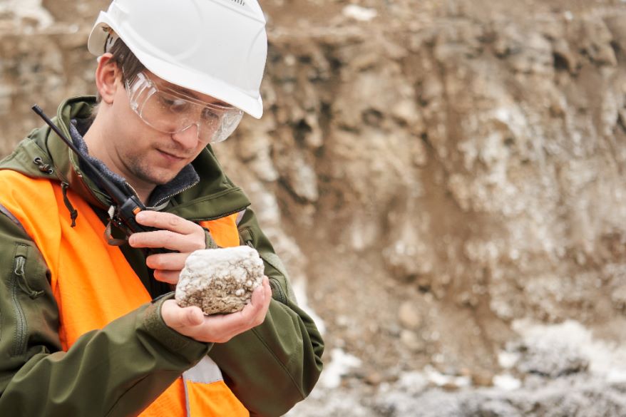 Geologists studying rocks