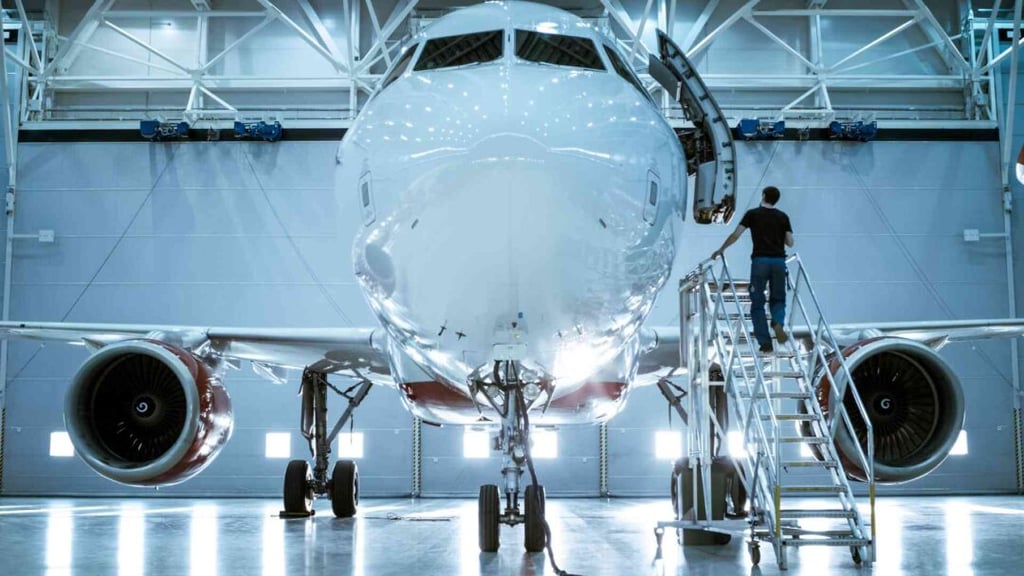 Aircraft Maintenance engineer doing system check