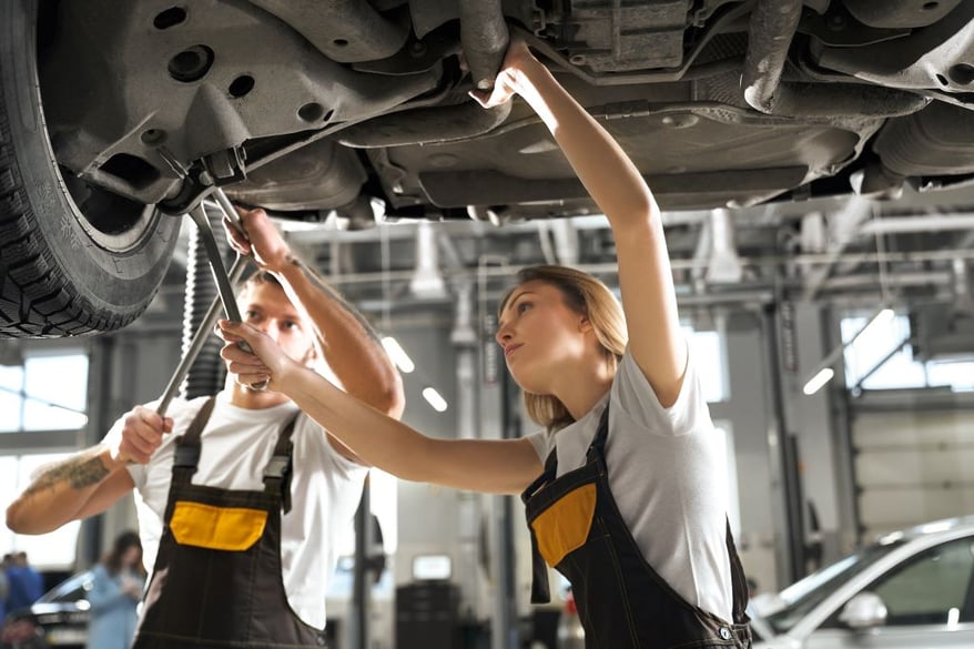 automotive maintenance mechanics-standing-automobile-working