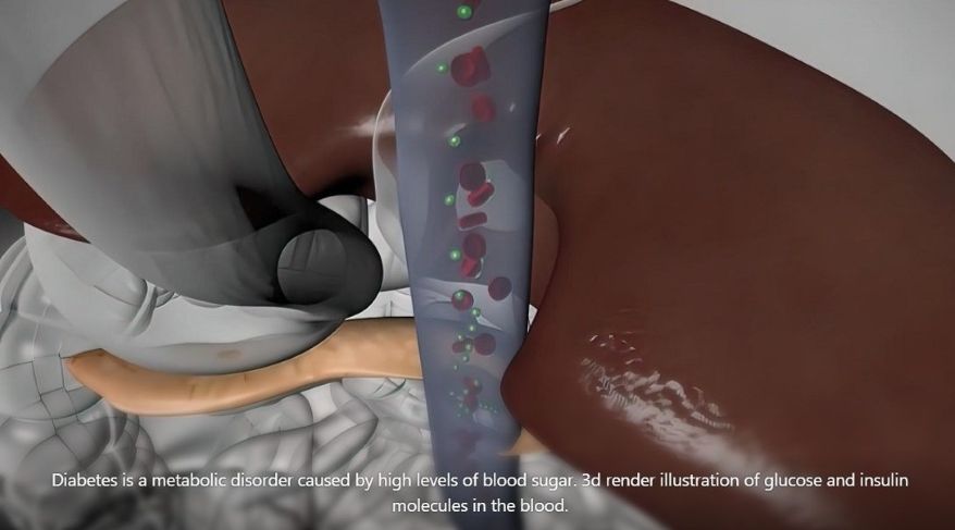 3d Render illustration of Glucose and Insulin molecules