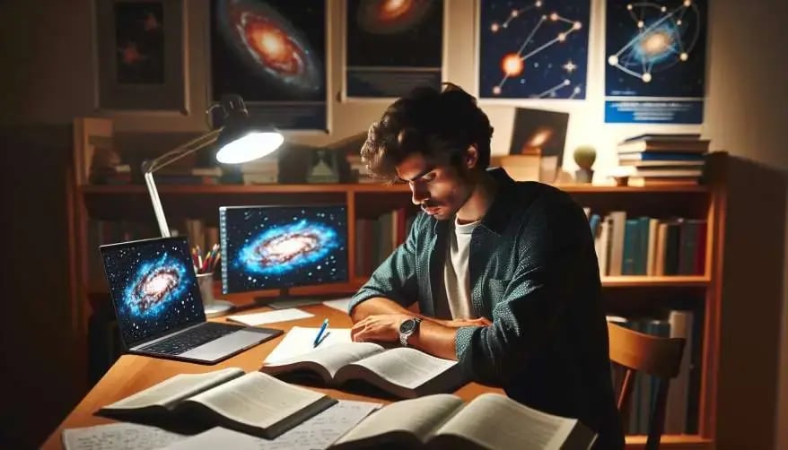 Student Studying Cosmology