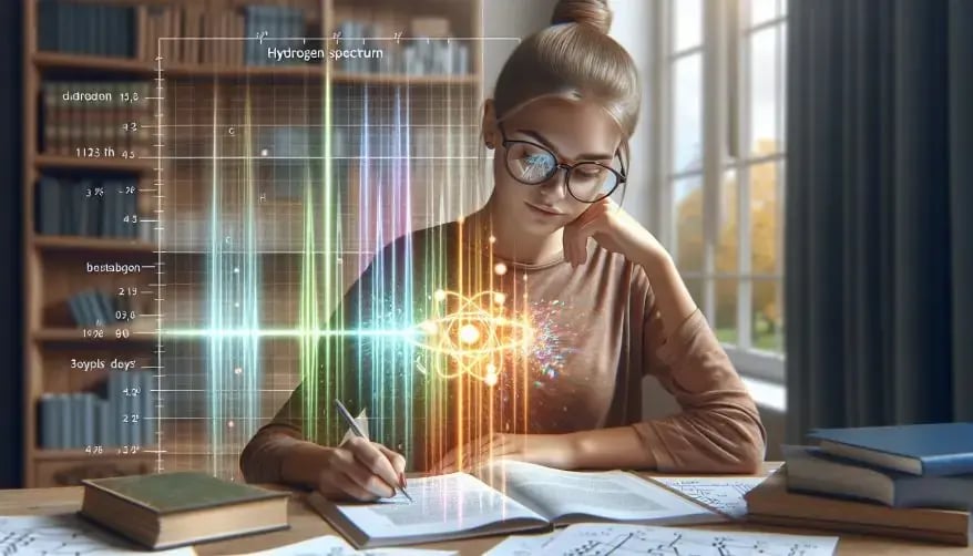 A girl studying Atomic Spectrum Hydrogen