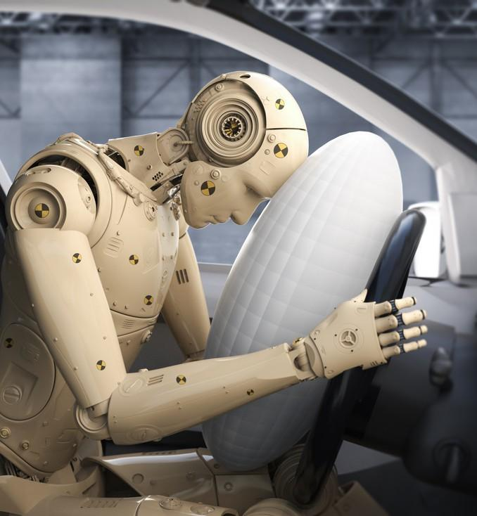 Driving a car using robots