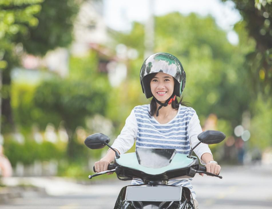 Girl with helmet