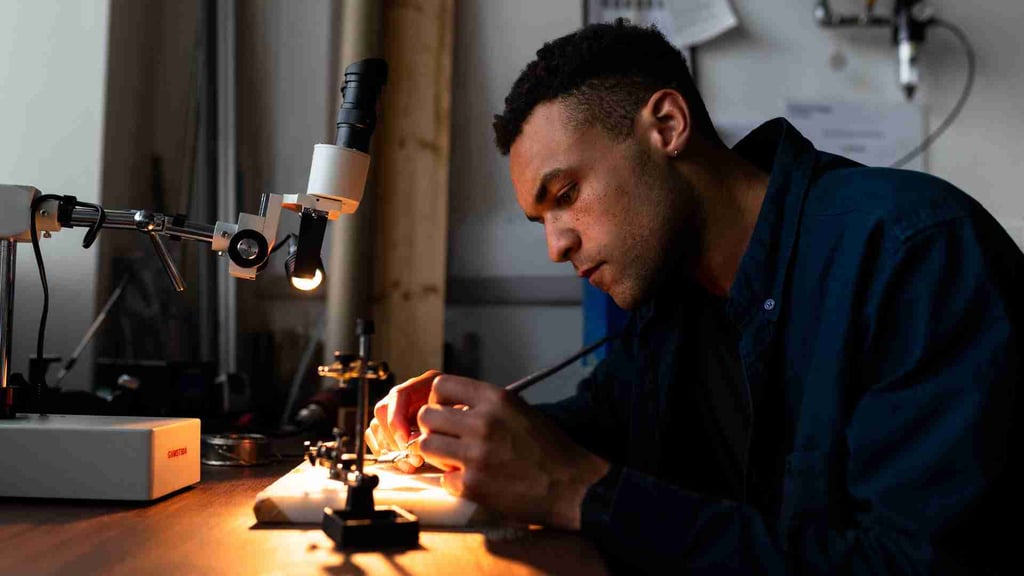 mechanical engineering student working on project