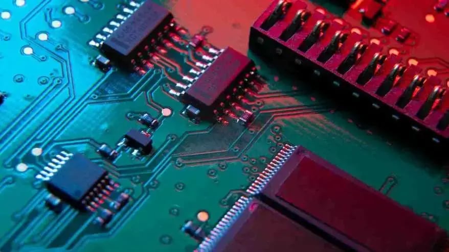 Semiconductor chip in an electronic device. 
