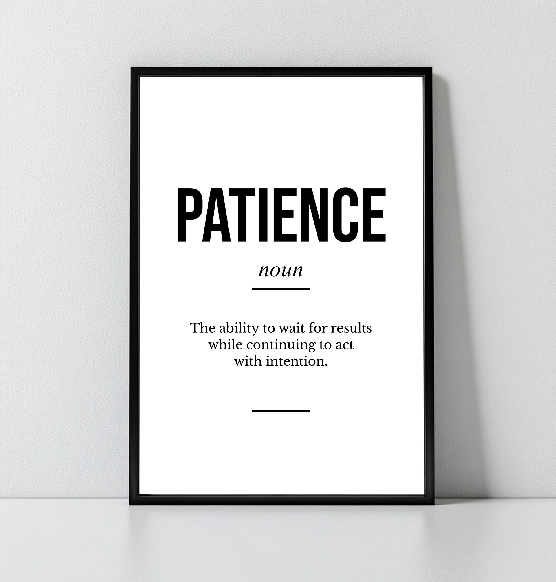 Patience Definition Poster - Minimalist Motivational Wall Art