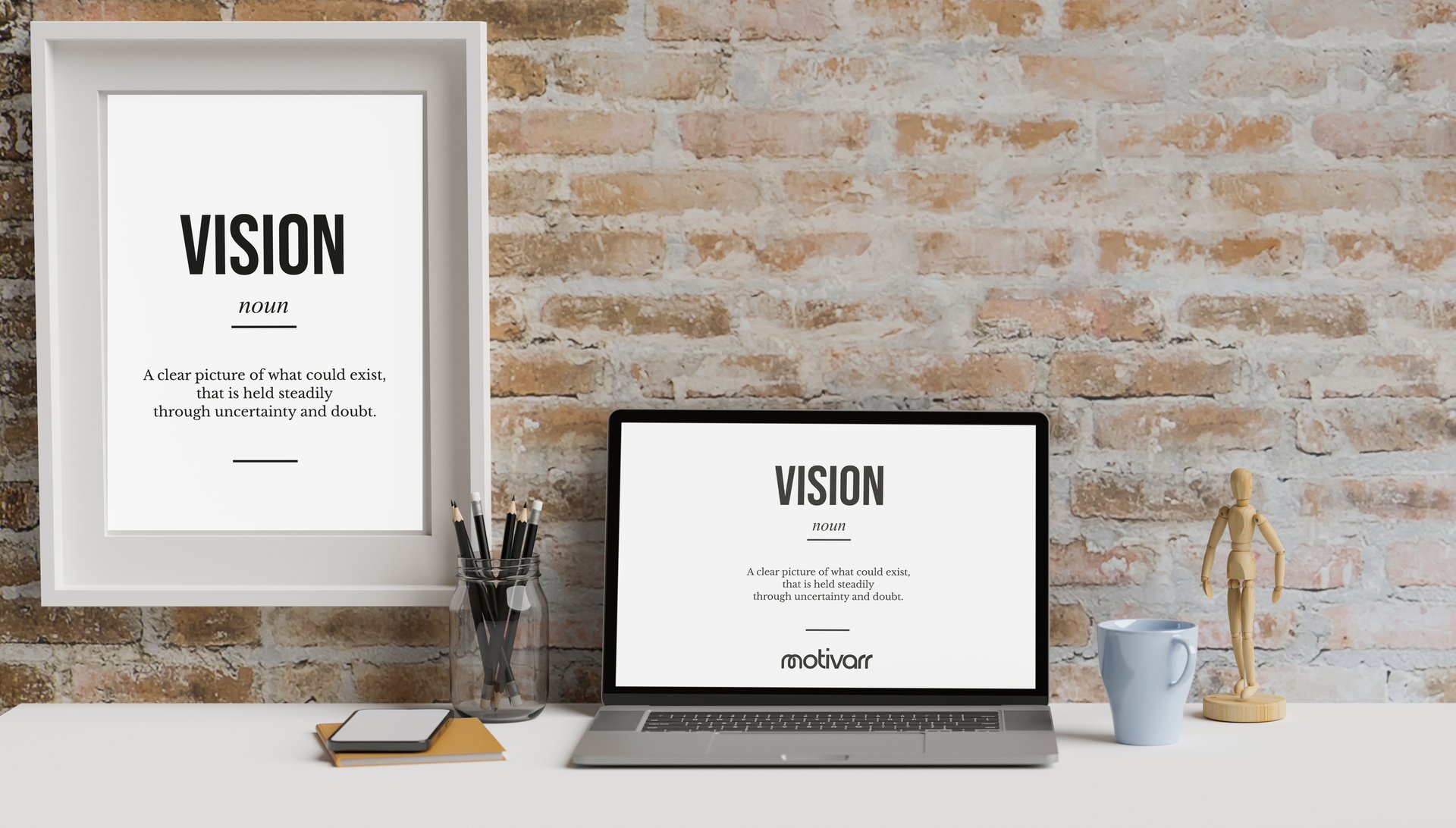 A Motivarr poster displayed digitally — one file, many prints