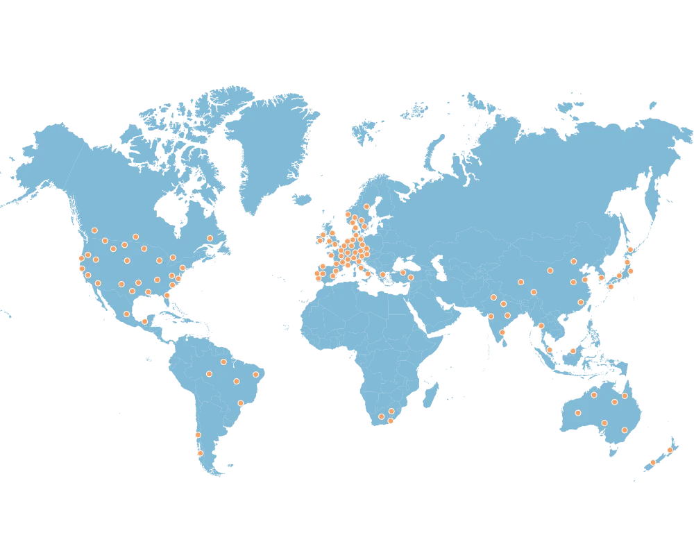 Gelato's global production network — print hubs in 30+ countries