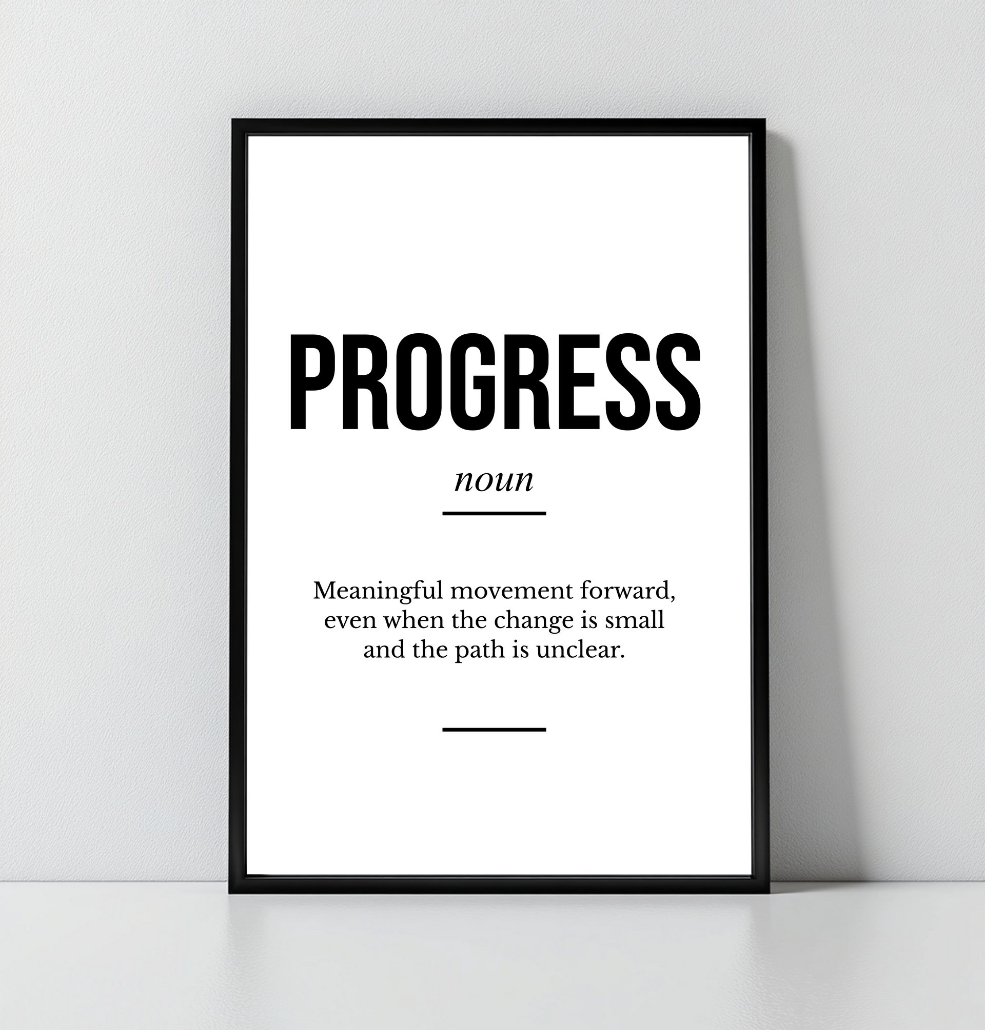 Progress Definition Poster - Minimalist Motivational Wall Art