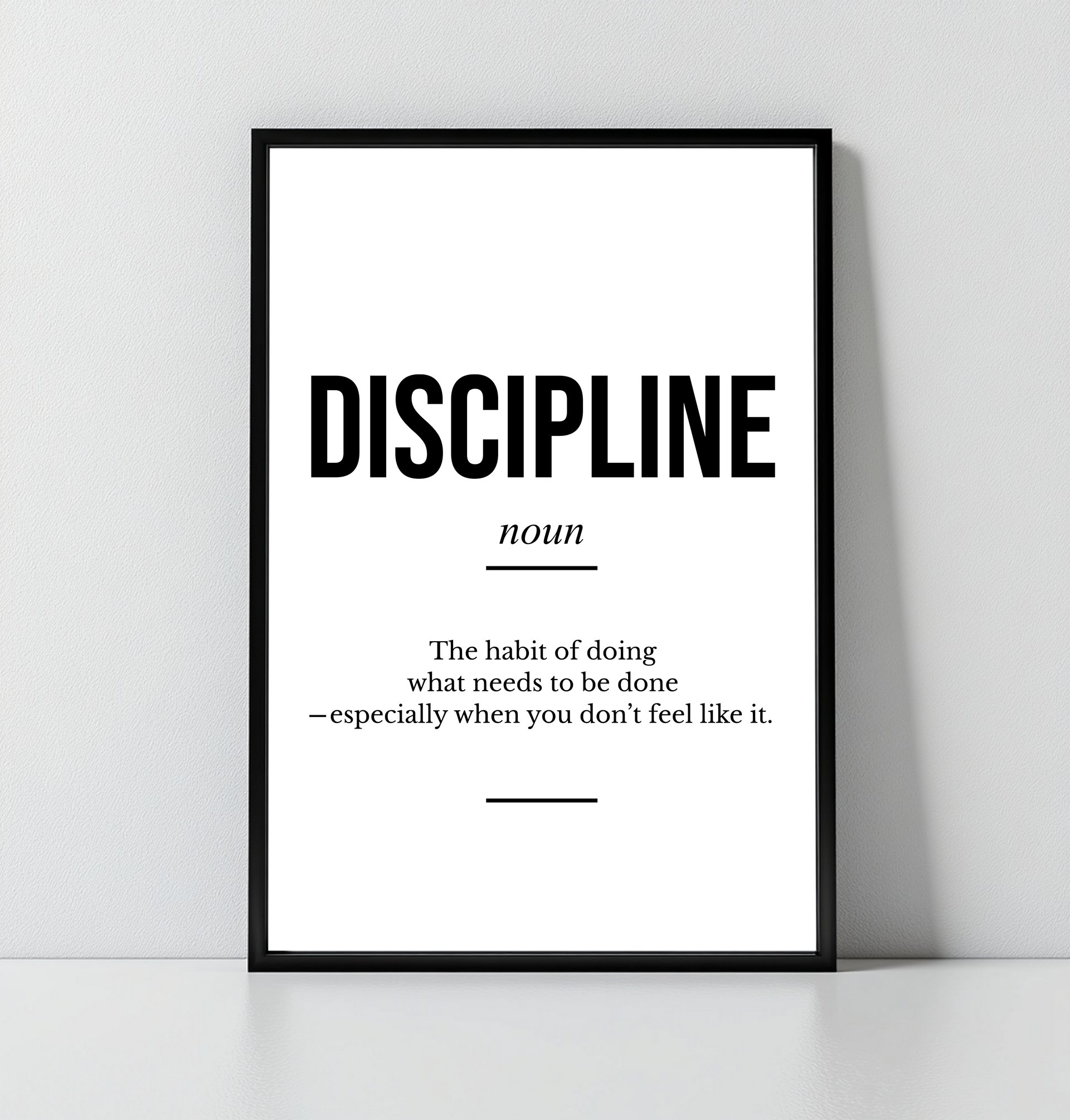 Discipline Definition Poster - Minimalist Motivational Wall Art