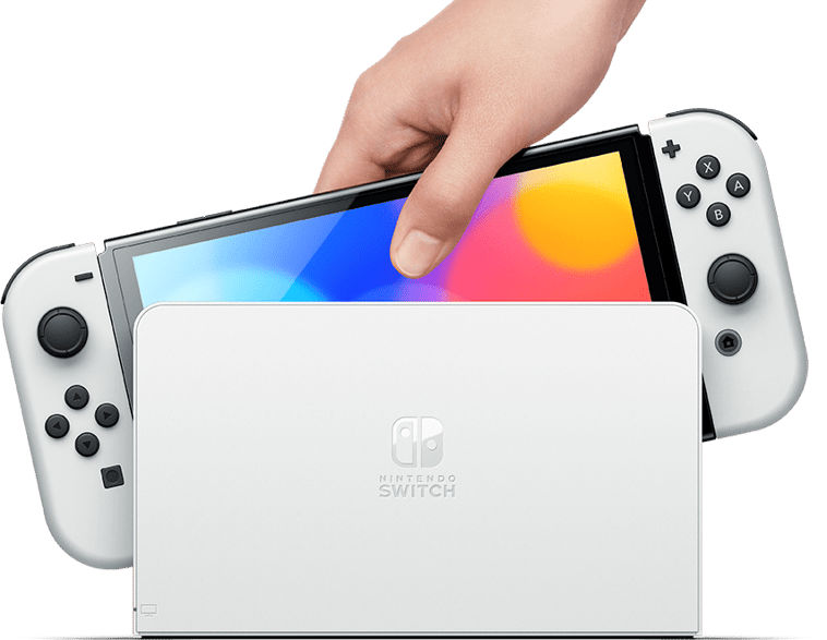 Nintendo Switch OLED docked und von vorne
