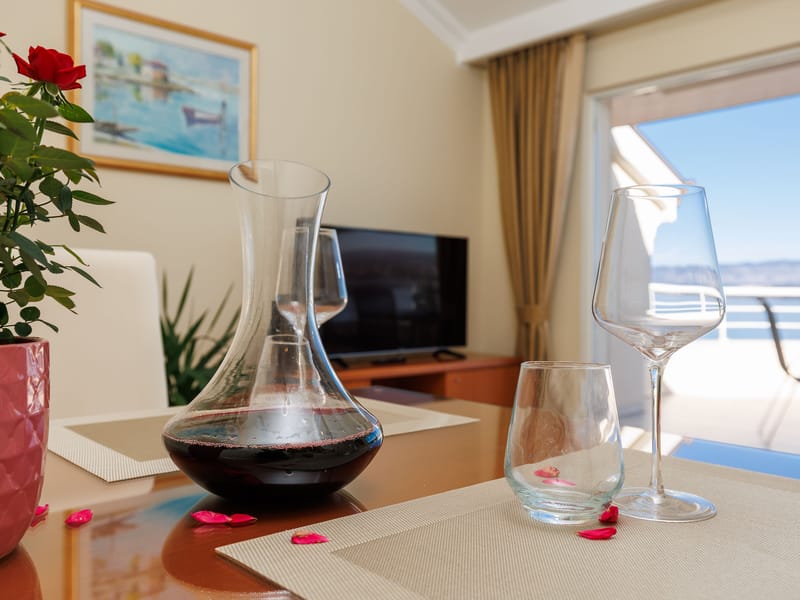 undefined balcony overlooking Adriatic sea in Krk Island