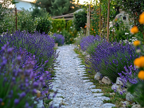 Elegantna vrtna staza s mediteranskim biljkama