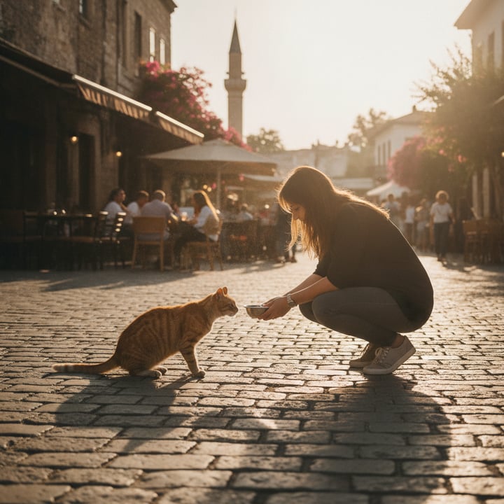 Vatandaşın Kediye Su İçirdiği Anlar Sosyal Medyada Gündem Oldu