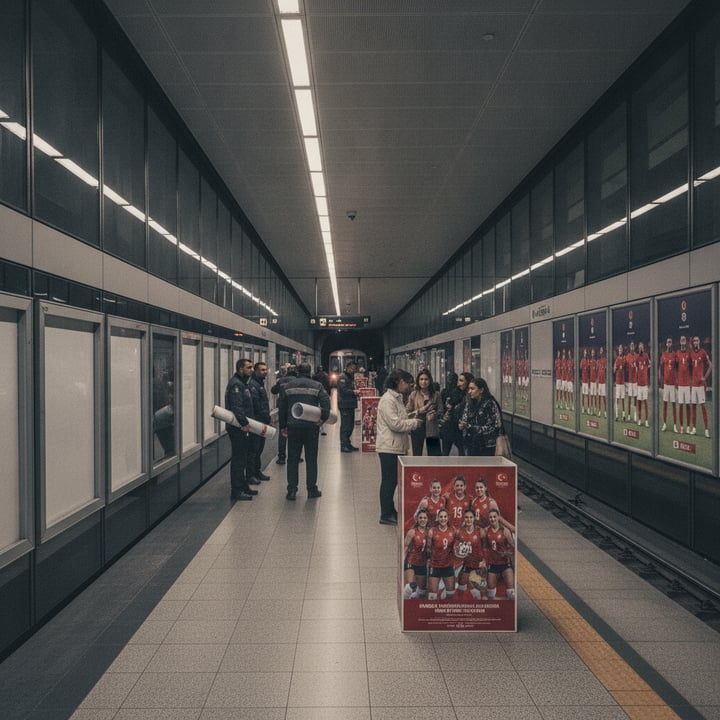Metro İstasyonunda Milli Takım Afişleri Tartışma Yarattı: Kadın Voleybol Takımı Afişleri Yer Değiştirdi