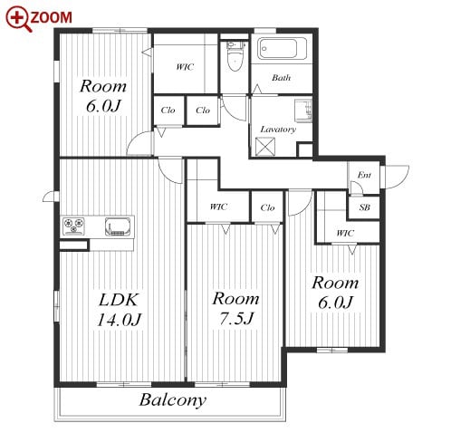 B-202 3LDKの間取り図