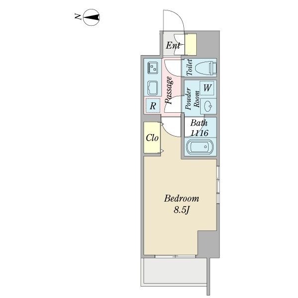 D' 1Kの間取り図