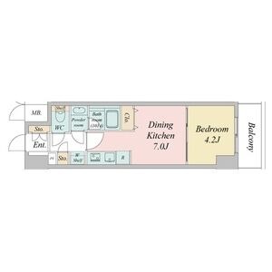 B' 1DKの間取り図