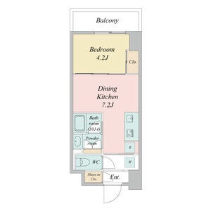 B 1DKの間取り図