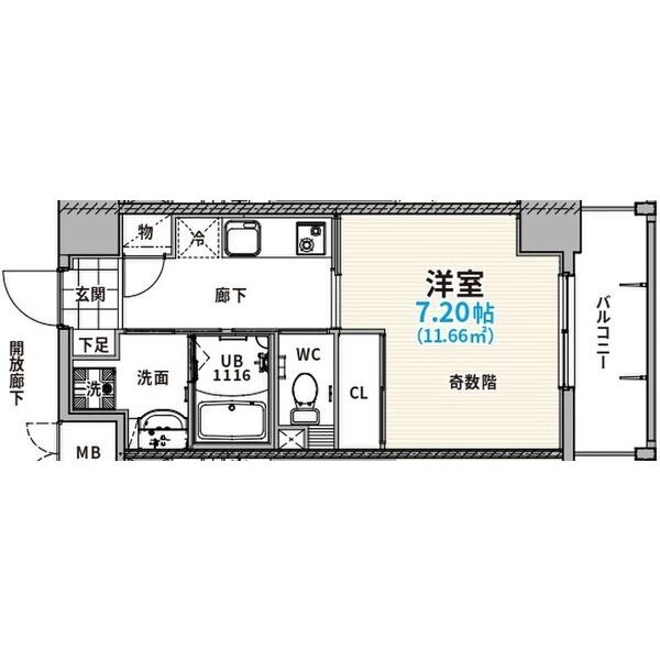 B 1Kの間取り図