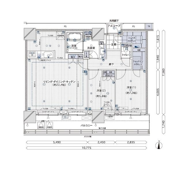 2LDKの間取り図